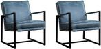 Leren design fauteuils - Echt leer, Industrieel, Comfortabe, Huis en Inrichting, Fauteuils, Nieuw, Ophalen of Verzenden, 50 tot 75 cm