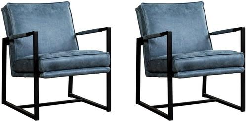 Leren design fauteuils - Echt leer, Industrieel, Comfortabe, Huis en Inrichting, Fauteuils, 50 tot 75 cm, 75 tot 100 cm, Nieuw