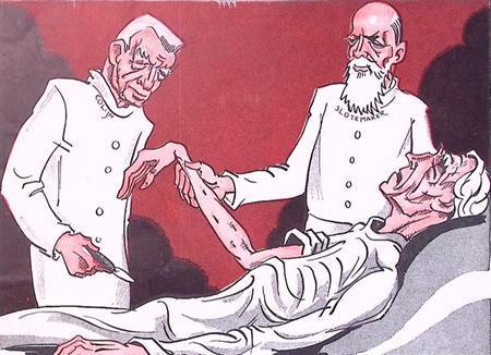 Spotprent over overheidsbeleid ten koste van werklozen, Antiek en Kunst, Kunst | Litho's en Zeefdrukken, Verzenden