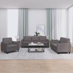 vidaXL 3-delige Loungeset met kussens kunstleer grijs, Huis en Inrichting, Banken | Bankstellen, Verzenden, Nieuw, Leer, 200 tot 250 cm