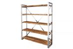 Massief houten plank BARRACUDA 185cm bruin teak zilver, Huis en Inrichting, Woonaccessoires | Wandplanken en Boekenplanken, Ophalen of Verzenden