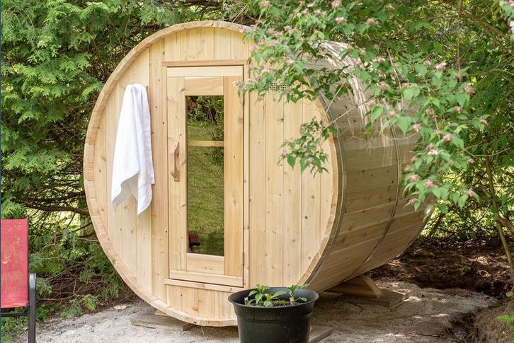 Barrelsauna Ton sauna: Nordic Grenen, Thermowood, Red Cedar, Sport en Fitness, Sauna, Fins of Traditioneel, Complete sauna, Nieuw