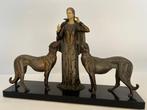 Meneville et Rochard - sculptuur, Mujer Elegante con dos, Antiek en Kunst