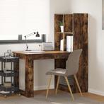 vidaXL Bureau met plank Gerookt eiken 122 x 67 x 145 cm, Huis en Inrichting, Bureaus, Verzenden, Nieuw