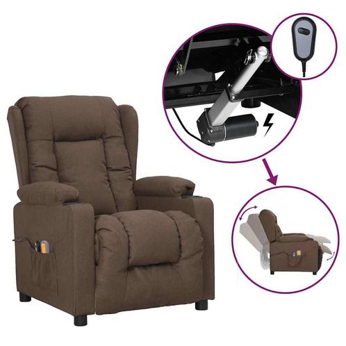 vidaXL Massagestoel elektrisch stof taupe, Sport en Fitness, Massageproducten, Nieuw, Verzenden