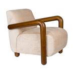 *WOONWINKEL* Dutchbone Robinson Fauteuil Met Houten Armleuni, Huis en Inrichting, Verzenden, Nieuw, Stof