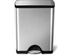 Simplehuman Deluxe Rectangular Pedaalemmer  - 50 l - Mat RVS, Verzenden, Zo goed als nieuw