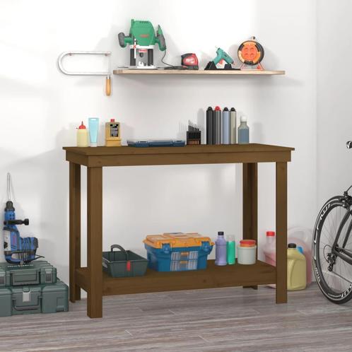 vidaXL Werkbank 110x50x80 cm massief grenenhout honingbruin, Doe-het-zelf en Verbouw, Werkbanken, Nieuw, Verzenden