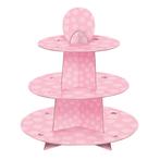 Cupcake Etagere Stippen Roze 34cm, Verzenden, Nieuw