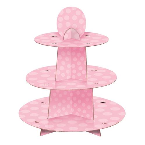 Cupcake Etagere Stippen Roze 34cm, Hobby en Vrije tijd, Feestartikelen, Nieuw, Verzenden