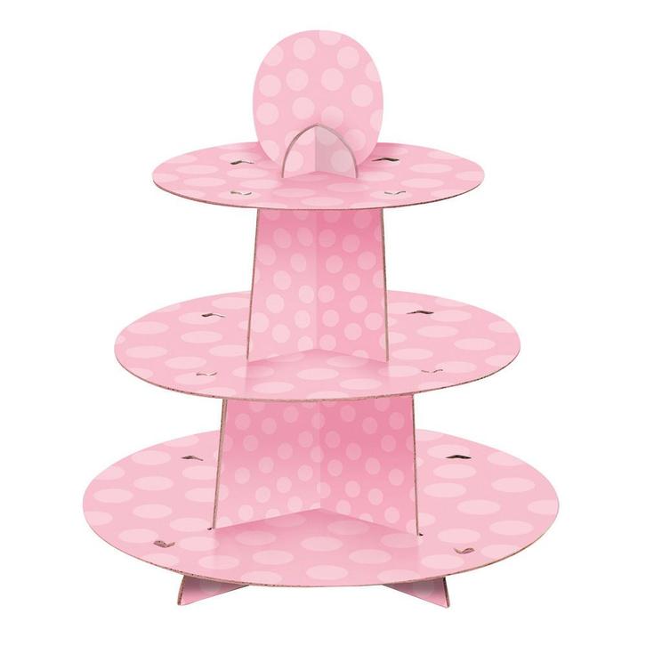 Cupcake Etagere Stippen Roze 34cm, Hobby en Vrije tijd, Feestartikelen, Nieuw, Verzenden