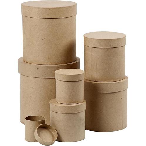Bloemendozen rond bruin papiermachée setvan 7 maten, Huis en Inrichting, Woonaccessoires | Kunstplanten en Kunstbloemen, Nieuw