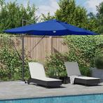 vidaXL Parasol Azurblauw 351 x 250 x 253 cm Polyester en, Verzenden, Nieuw, 2 tot 3 meter