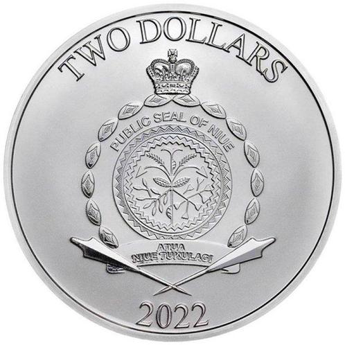 Niue. 2 Dollars 2022 Star Wars - Grogu Baby Yoda, 1 Oz, Postzegels en Munten, Munten | Europa | Niet-Euromunten