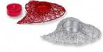 Waxinelichthouder draad hart rood of zilver - zilverkleurig, Ophalen of Verzenden, Nieuw