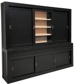 Buffetkast zwart - eiken Vaassen 240cm dichte zijdeuren, Huis en Inrichting, Kasten | Buffetkasten, Ophalen of Verzenden, Nieuw