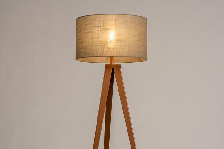 Rietveld Vloerlampen - Bruin, Taupe - Stof, Metaal, Huis en Inrichting, Lampen | Vloerlampen, Verzenden