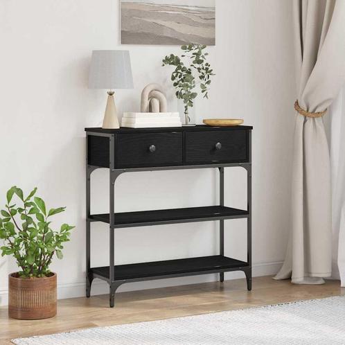 vidaXL Console Tafel met lade met plank Zwart eiken 72,5 x, Huis en Inrichting, Tafels | Bijzettafels, Nieuw, 60 cm of meer, Verzenden