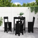 vidaXL 5-delige Barset massief grenenhout zwart, Tuin en Terras, Verzenden, Nieuw, 5 zitplaatsen