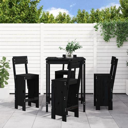vidaXL 5-delige Barset massief grenenhout zwart, Tuin en Terras, Tuinsets en Loungesets, Nieuw, 5 zitplaatsen, Verzenden
