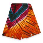 Afrikaanse stof - Oranje Tie Dye - Polycotton, Hobby en Vrije tijd, Ophalen of Verzenden, Nieuw