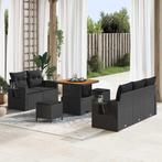 vidaXL Tuin Sofa Set met kussen 8 pcs Zwart poly rattan, Verzenden, Nieuw, Rotan