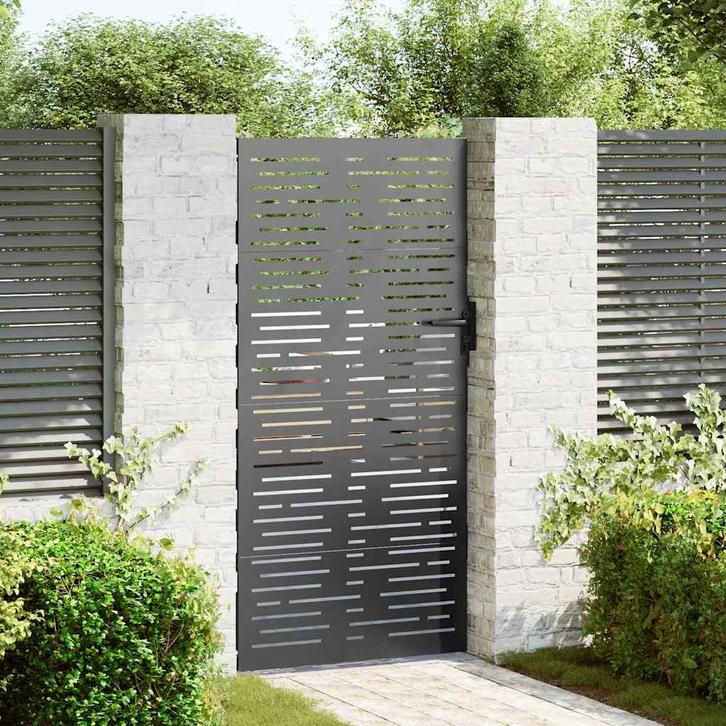 vidaXL Tuinpoort met slot Zwart 85 x 175 cm Poedergecoat, Tuin en Terras, Tuinpoorten, Nieuw, Verzenden