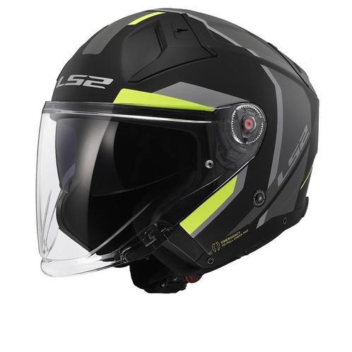 LS2 OF603 Infinity II Focus Matt Zwart H-V Geel Jethelm, Motoren, Kleding | Motorhelmen, Jethelm, Heren, XXL, Nieuw met kaartje
