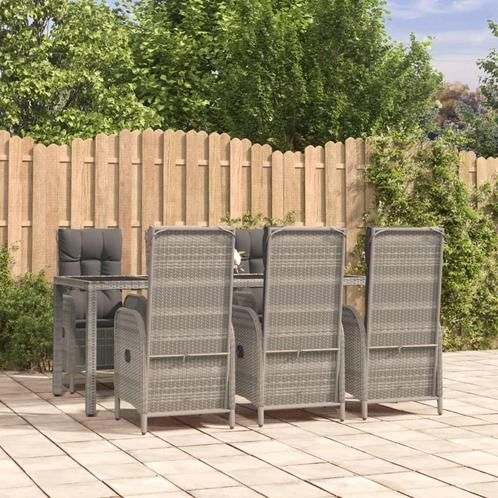 vidaXL 7-delige Tuinset met kussens poly rattan grijs, Tuin en Terras, Tuinsets en Loungesets, Tuinset, Nieuw, Rotan, Verzenden