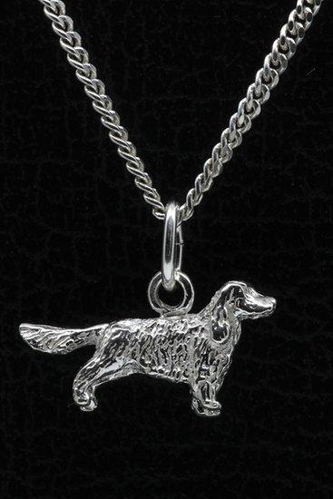 Zilveren Engelse cocker spaniel met staart ketting hanger..., Sieraden, Tassen en Uiterlijk, Kettinghangers, Verzenden