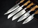 Keukenmes - Kitchen knife set - Leren tas inbegrepen - Olive, Antiek en Kunst