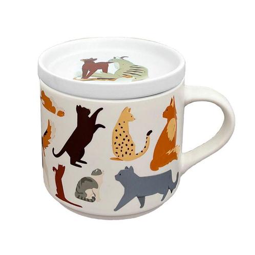 Beker/Mok - Onderzetter Deksel Set - Feline Fine Cats - Pors, Huis en Inrichting, Keuken | Servies, Nieuw, Ophalen of Verzenden