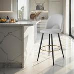 Barkruk Sachel met rugleuning, fluweellook - lichtgrijs / zw, Verzenden, Nieuw