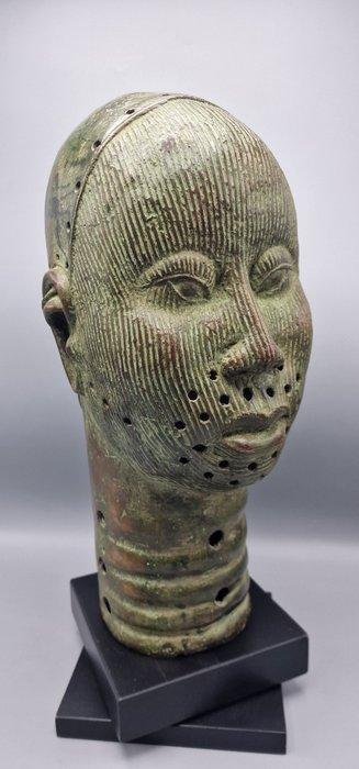 PRACHTIGE BRONZEN OBA HOOFD - beni-edo - Nigeria (Zonder, Antiek en Kunst, Kunst | Niet-Westerse kunst