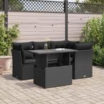 vidaXL 5-delige Loungeset met kussens poly rattan zwart, Tuin en Terras, Tuinsets en Loungesets, Verzenden, Nieuw, Rotan, Loungeset