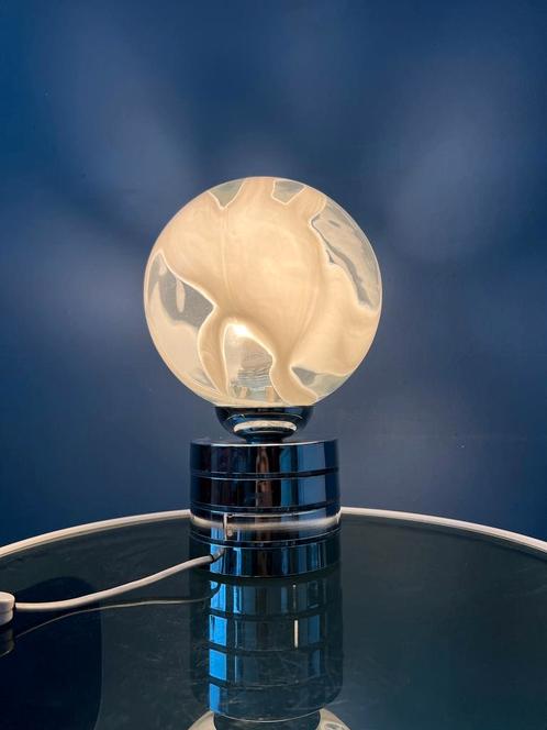 Mid Century Chrome Desk Lamp with Glass Shade, Huis en Inrichting, Lampen | Tafellampen, Nieuw, Ophalen of Verzenden