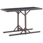 vidaXL Tuintafel 110x53x72 cm glas en poly rattan bruin, Verzenden, Nieuw