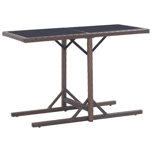 vidaXL Tuintafel 110x53x72 cm glas en poly rattan bruin, Tuin en Terras, Tuintafels, Nieuw, Verzenden