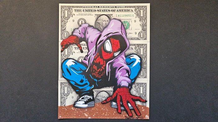Jinks Kunst - SPIDER-MAN - 3 Real US $1 Banknotes - New, Antiek en Kunst, Kunst | Designobjecten