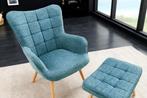 Moderne fauteuil SCANDINAVIA blauw getextureerde massief, Huis en Inrichting, Fauteuils, Ophalen of Verzenden, Nieuw