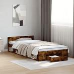 vidaXL Bedframe met lade bewerkt hout gerookt eikenkleurig, 100 cm, Eenpersoons, Bruin, Verzenden