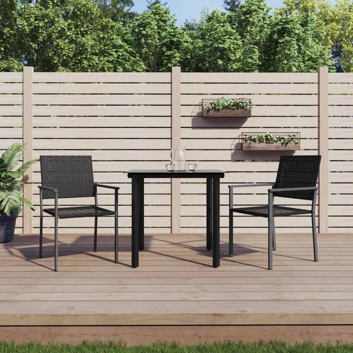 vidaXL 3-delige Tuinset met kussens poly rattan en staal, Tuin en Terras, Tuinsets en Loungesets, Tuinset, Nieuw, 2 zitplaatsen