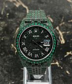 Rolex Datejust 41 - Green Emerald - Iced Out - Diamonds, Sieraden, Tassen en Uiterlijk, Horloges | Heren, Nieuw, Staal, Staal