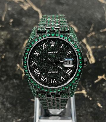 Rolex Datejust 41 - Green Emerald - Iced Out - Diamonds beschikbaar voor biedingen