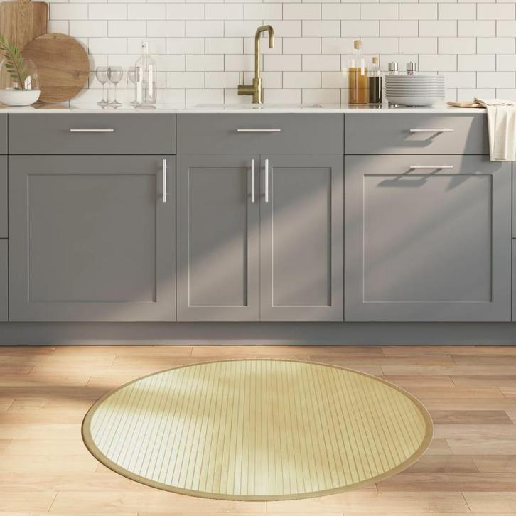 vidaXL Vloerkleed rond 100 cm bamboe lichtnaturel, Huis en Inrichting, Stoffering | Tapijten en Kleden, Beige, Nieuw, Verzenden