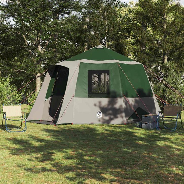 vidaXL Huisje Tent met dak met opslag Groen en Wit 405 x 405, Caravans en Kamperen, Tenten, Nieuw, Verzenden