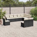 vidaXL 10-delige Loungeset met kussens poly rattan zwart, Verzenden, Nieuw, Rotan, Loungeset