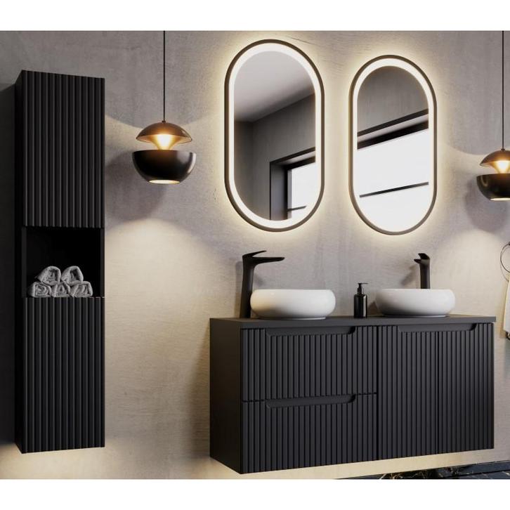 Badkamermeubel Solerno Compact Uno Zwart 160CM, Huis en Inrichting, Badkamer | Badkamermeubels, Nieuw, Ophalen of Verzenden