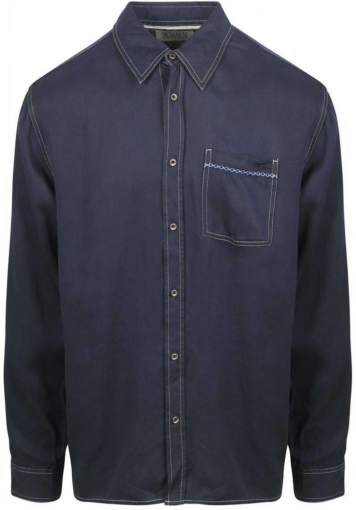 Scotch and Soda Overhemd Solid Tencel Navy maat M Heren, Kleding | Heren, Overhemden, Blauw, Nieuw, Verzenden
