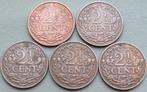Nederland. Wilhelmina. 2 1/2 Cent 1912-1913-1914-1915-1918(5, Postzegels en Munten, Munten | Nederland